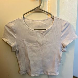 White ribbed cropped Tee shirt